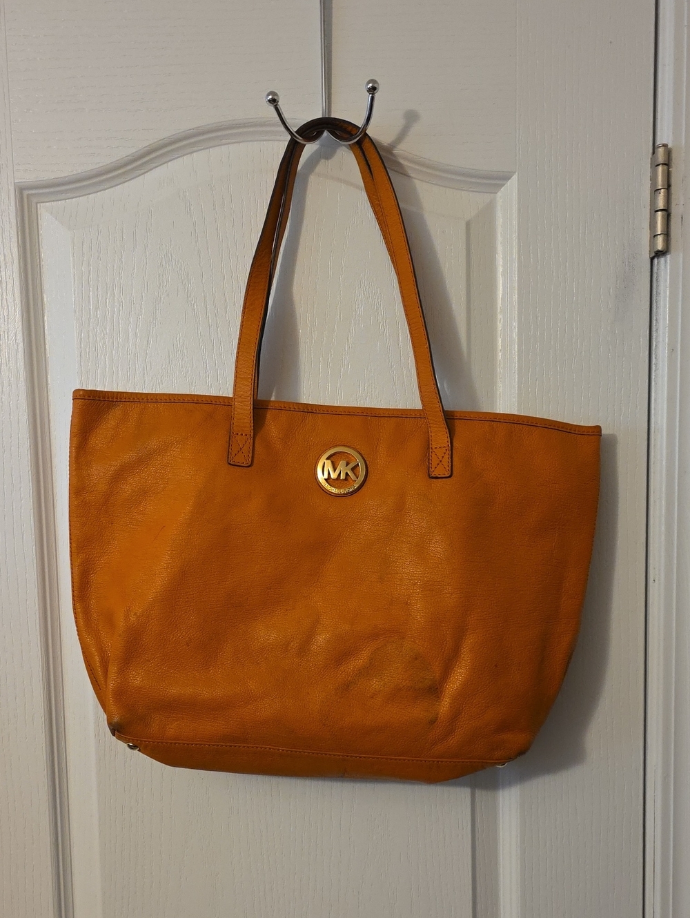 Michael Kors Orange Leather Tote Bag